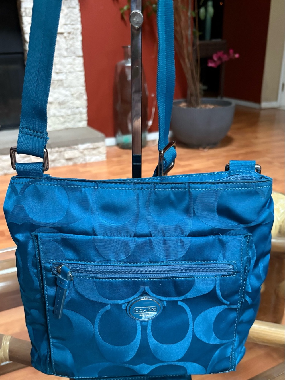 Coach Teal Signature Nylon Crossbody Bag - Picture 2 of 6